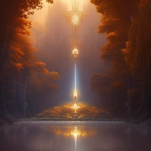 Tree of Life Painting with Lion and Unicorn