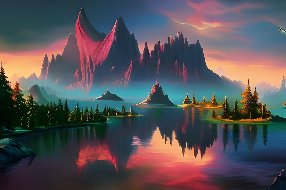 Volcanic Fantasy Landscape in Studio Ghibli Style