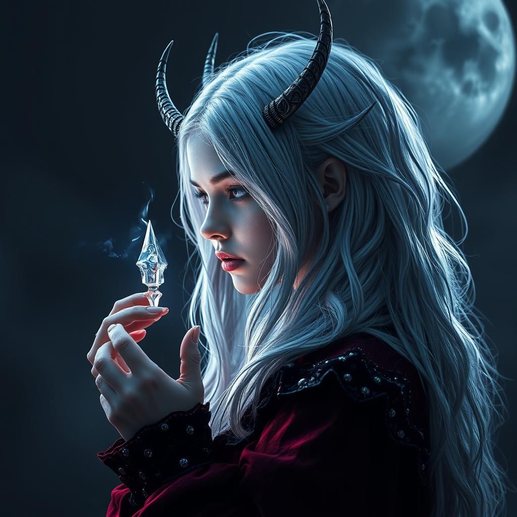 Silver Haired Vampire Girl: Digital Matte Painting