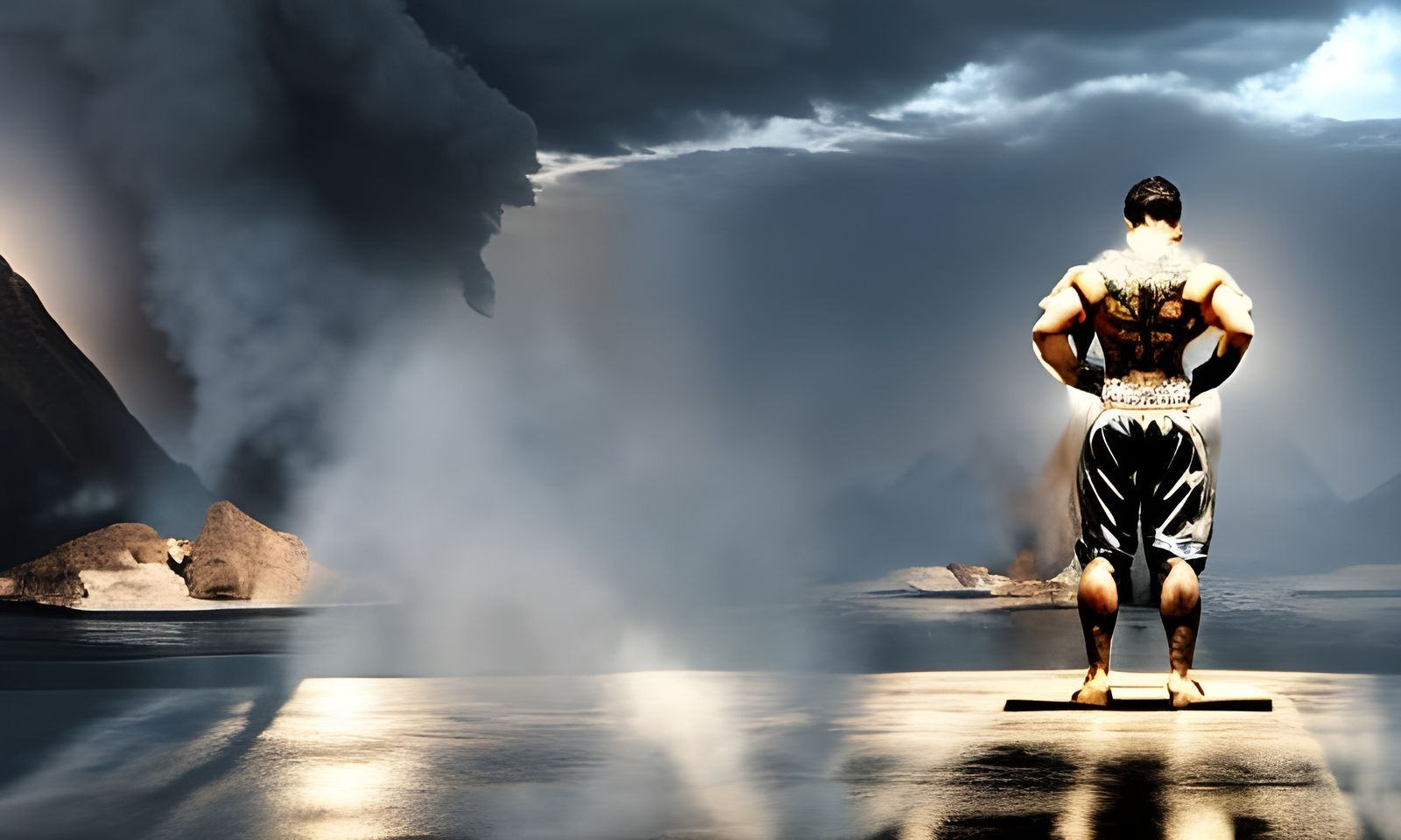 Tattooed Man on Stage: Digital Matte Painting