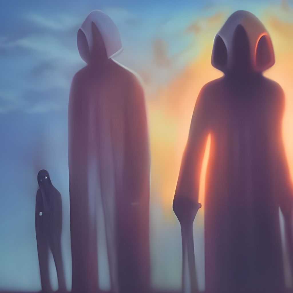 Surreal Horror Town at Sundown: Impressionistic Painting