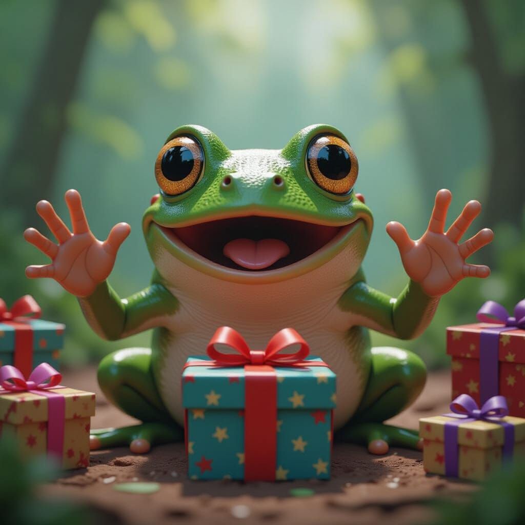 Surprised Frog Finds Birthday Presents: Fantasy Concept Art