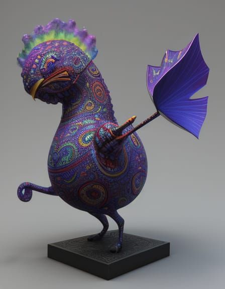 Vibrant Plastic Sculpture in Surreal Comic Book Style