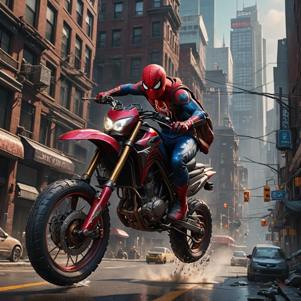 Spider-Man on Honda: Detailed Matte Painting