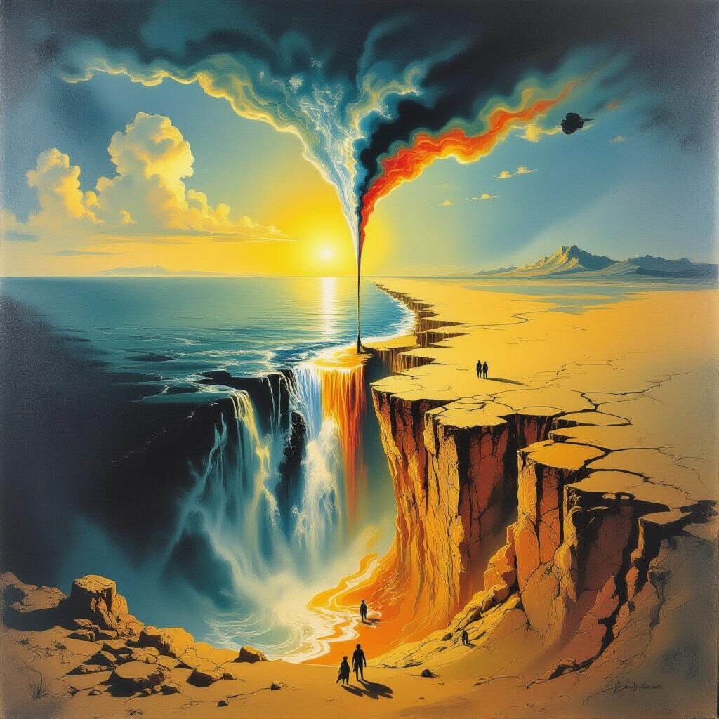 Surreal Melting Landscape as Oil Painting