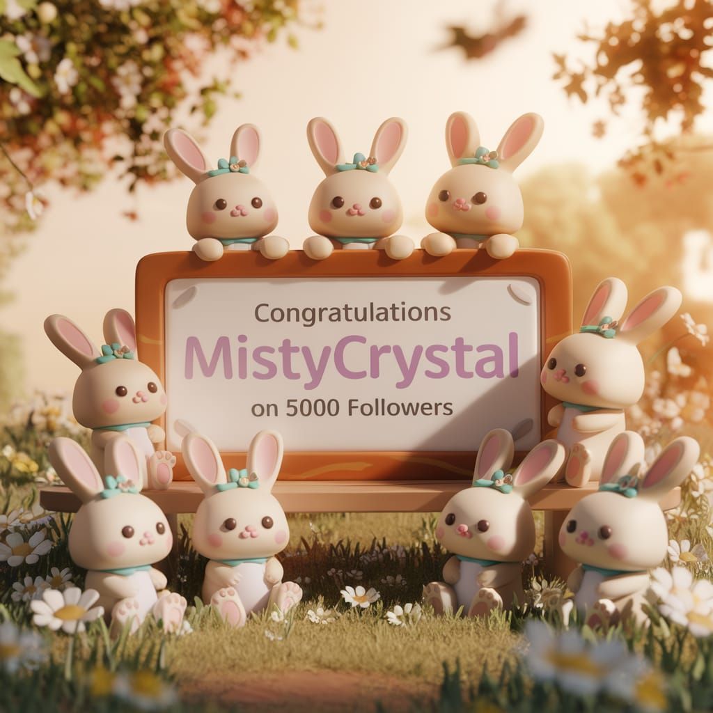 Cute Rabbits Celebrate Achievement in Sunny Meadow