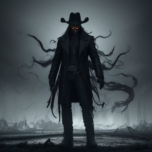 Dark Cowboy in Desolate Playground: Matte Painting