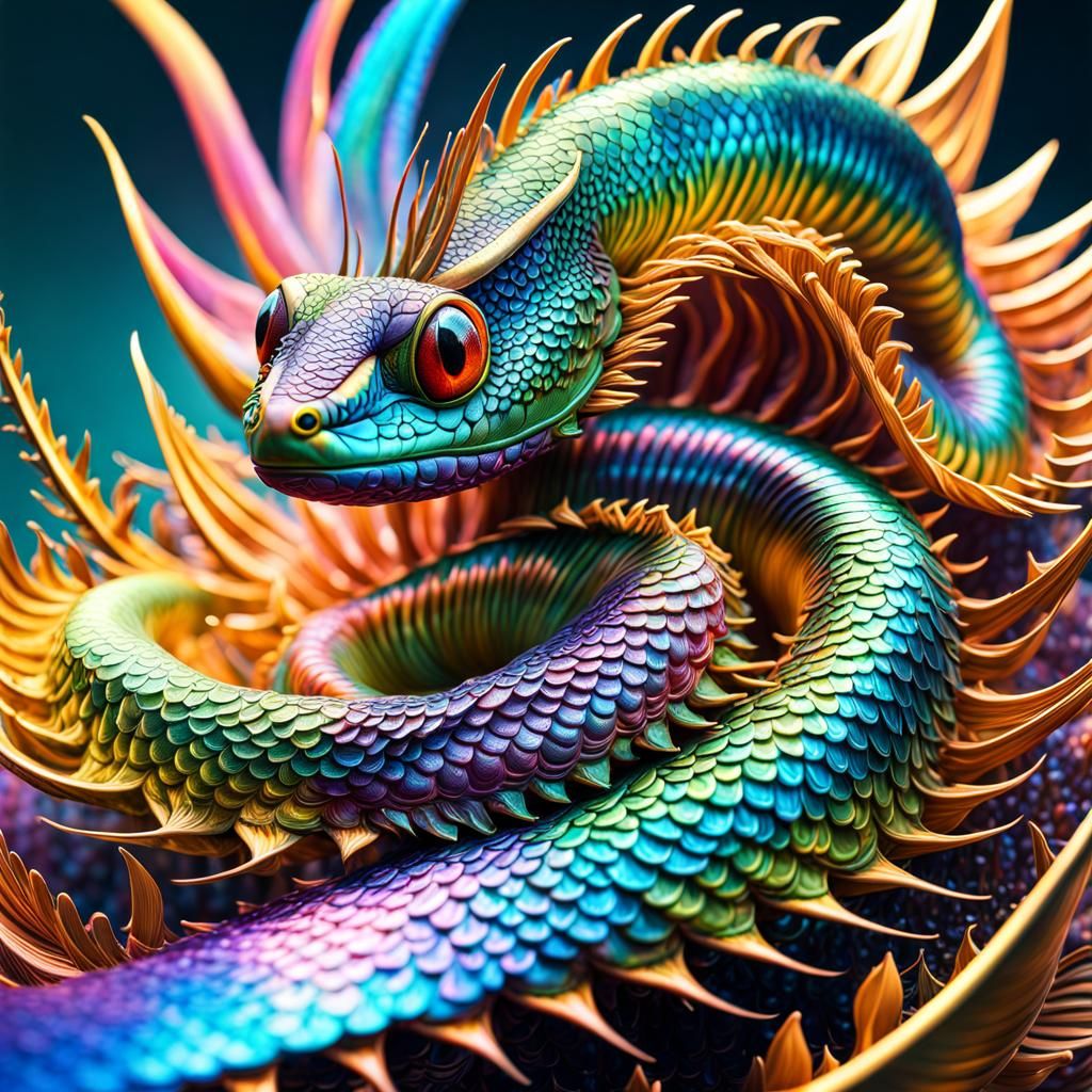 Surreal Iridescent Scales in Photorealistic Detail