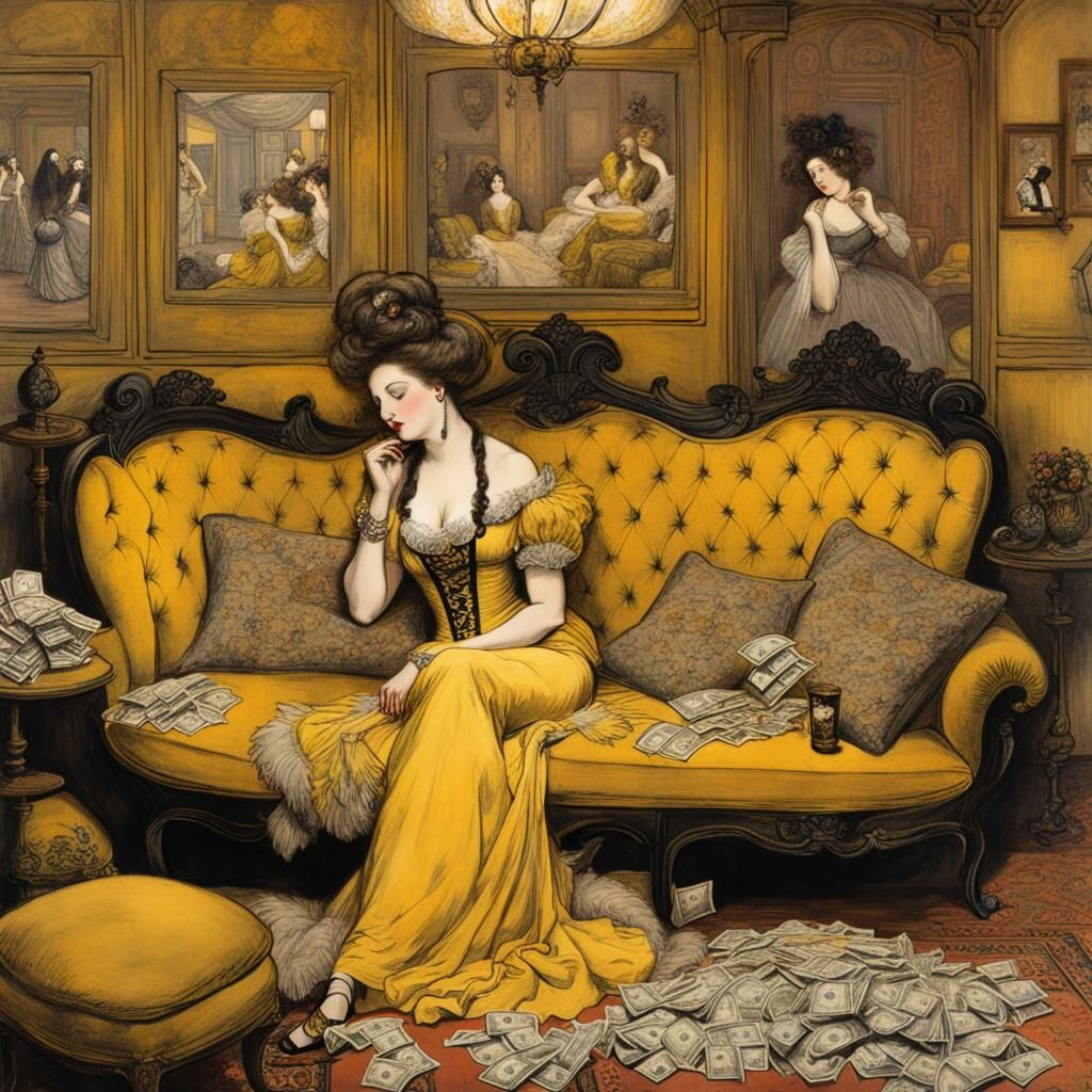 Madam in a brothel counting her money #1