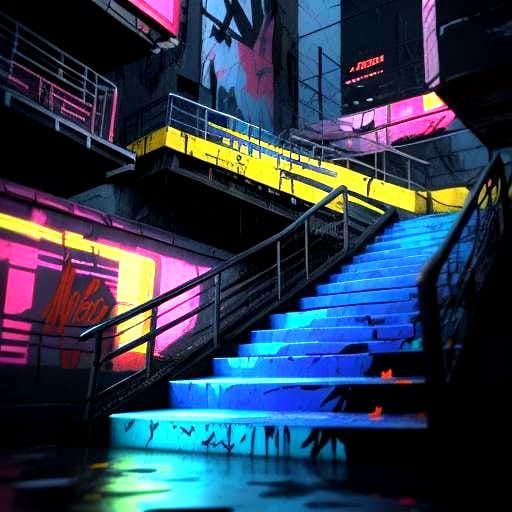Endless Stairways: Graffiti Art in Polychromatic Hues