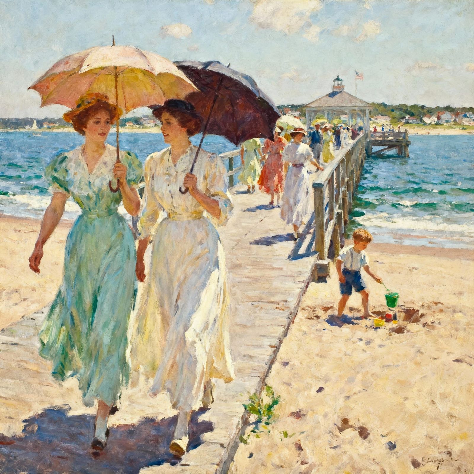 Summer Leisure at Cape Cod Pier by William Glackens