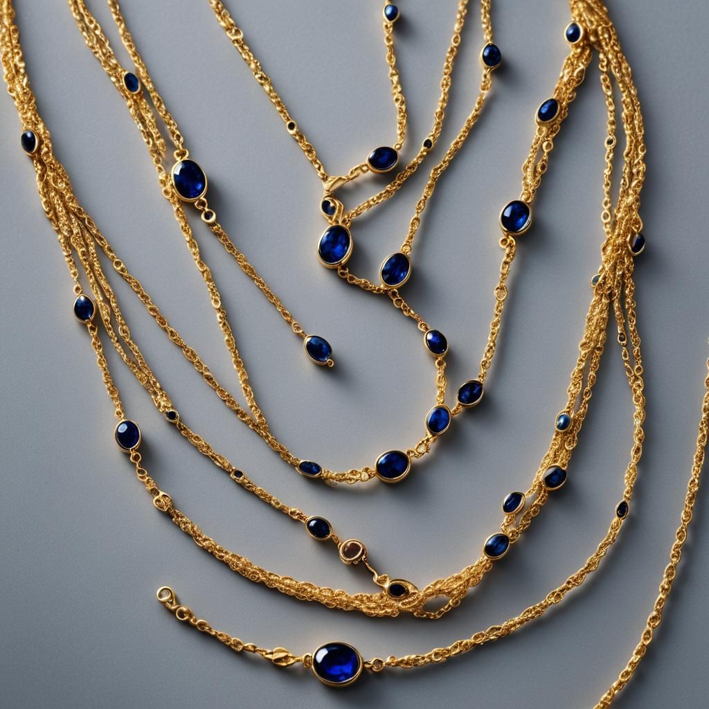 Gold Multi-Strand Sapphire Necklace Product Photo