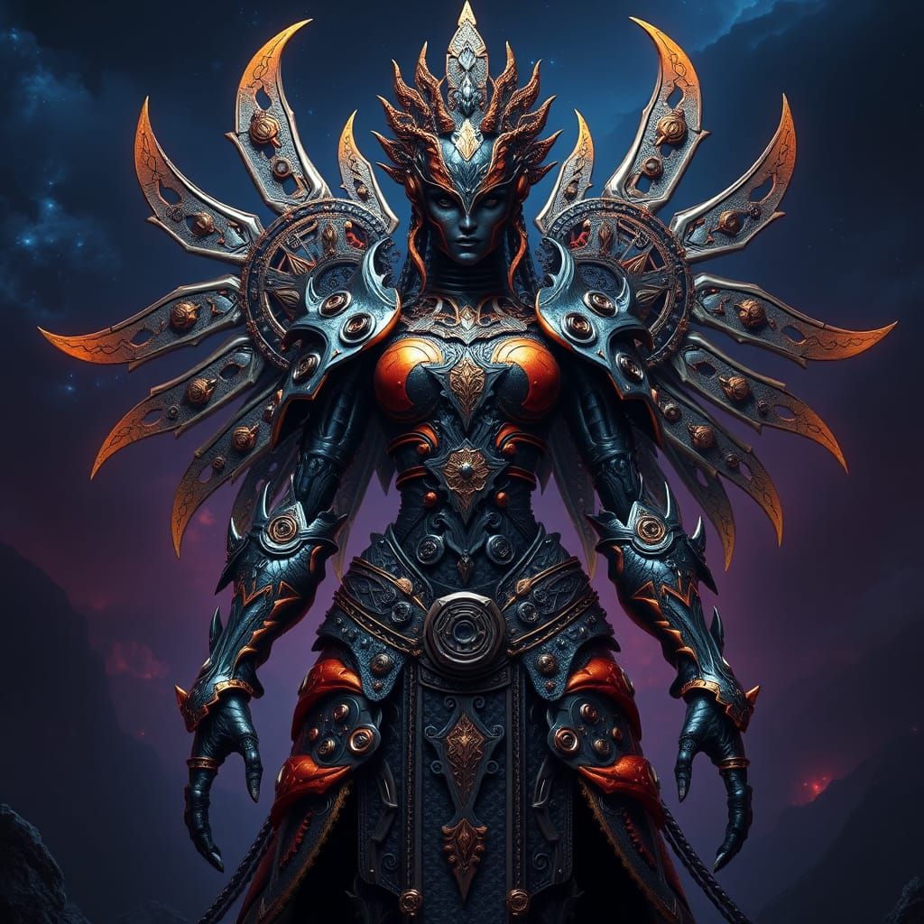 Majestic Iron Goddess in Detailed Fantasy Style