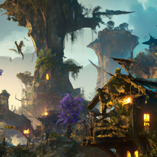 Fantastical Detailed Matte Painting in Deep Color