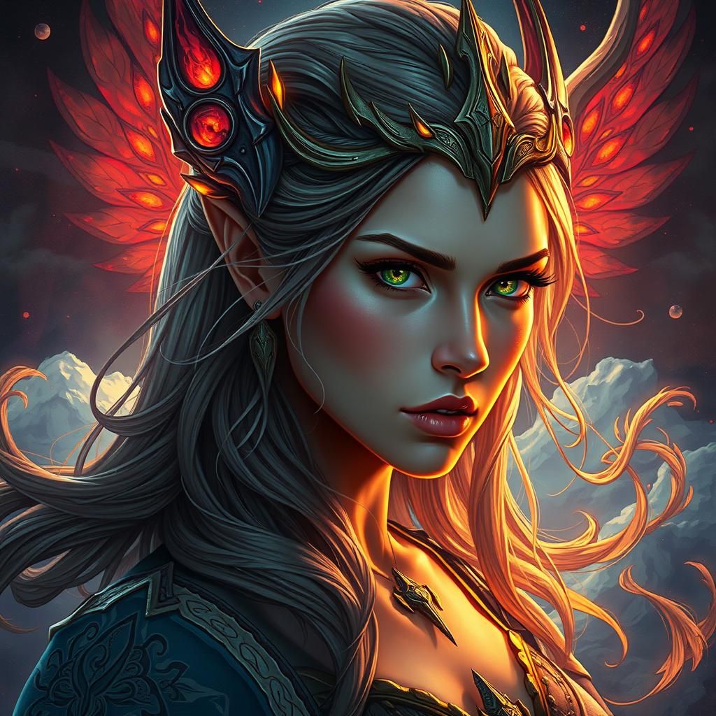 Majestic Woman Portrait in High-Fantasy Art Style