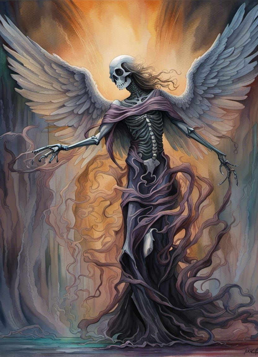 Angel of Death Dancing: Watercolor Romanticism