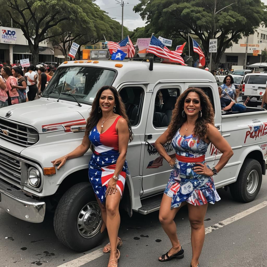 Puerto Rican Women Campaigning in a Matte Painting