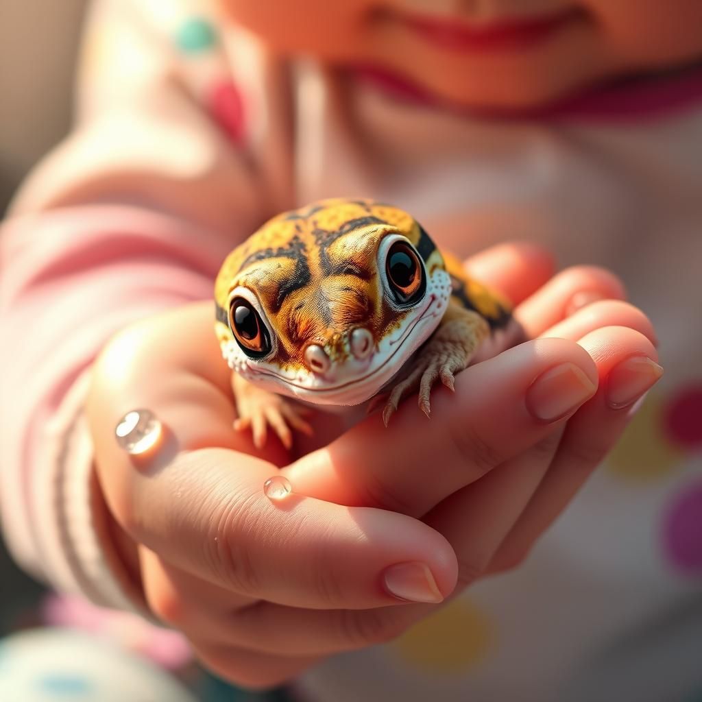 Chibi Dragon in Toddler's Hand, Anime Style