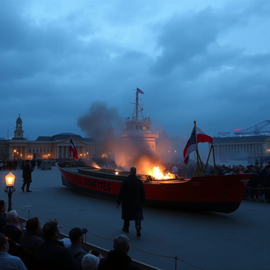 Dark Futuristic Cityscape Under Siege in a Cyberpunk Aesthet...