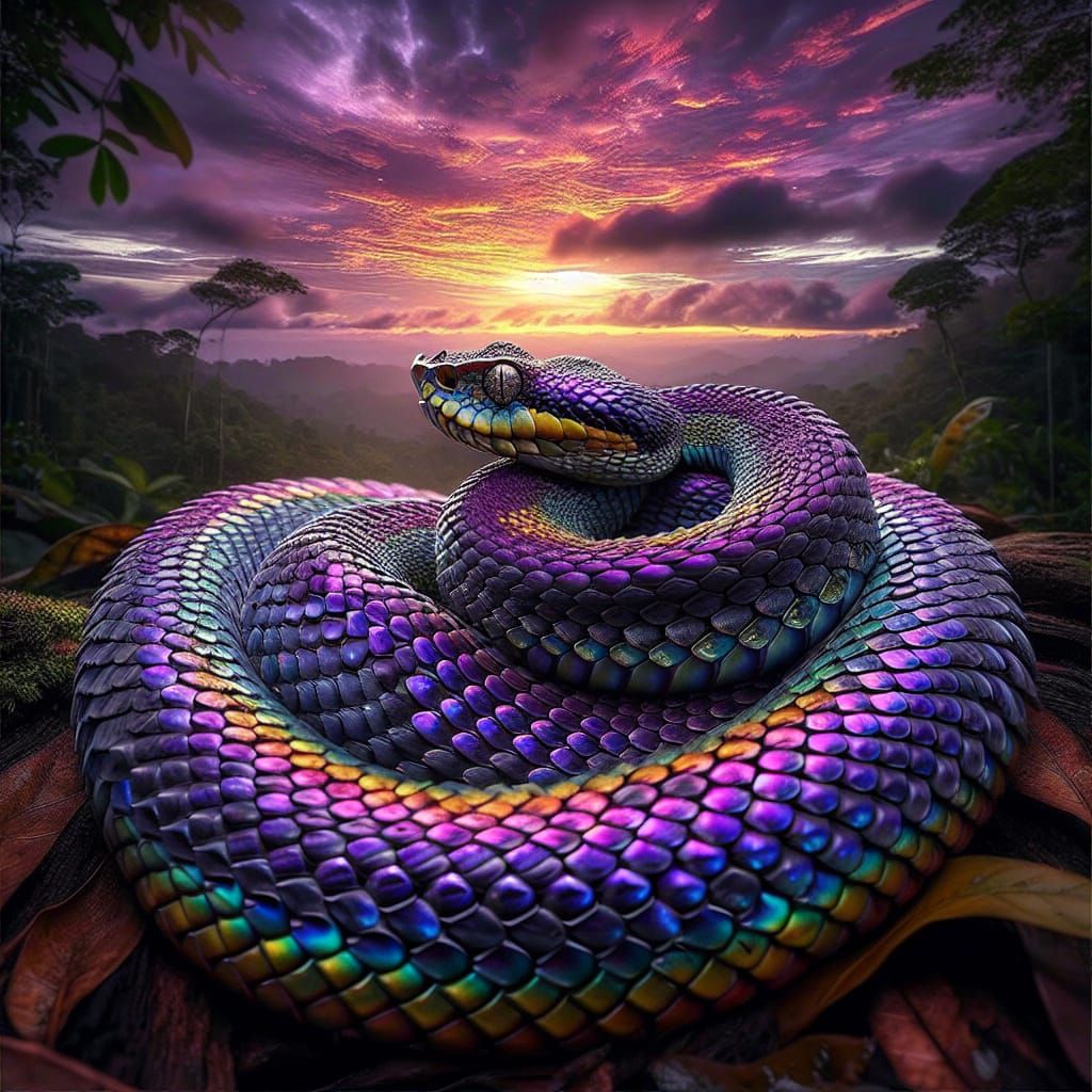 Detailed Eyelash Pit Viper in Hyperrealistic Style