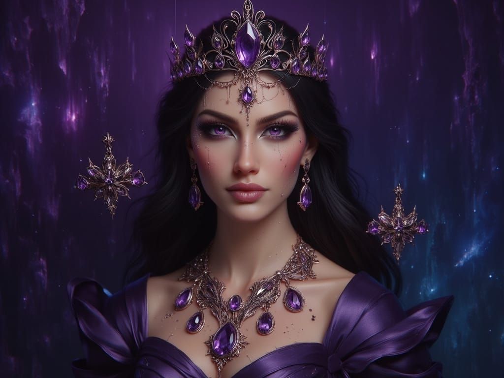 Regal Woman in Amethyst Kingdom Portrait