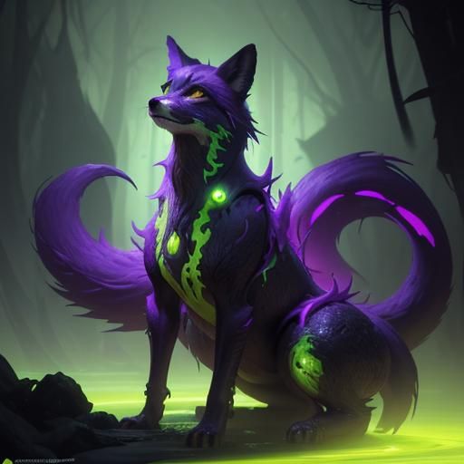 Toxic Slime Fox in Dark Fantasy Style