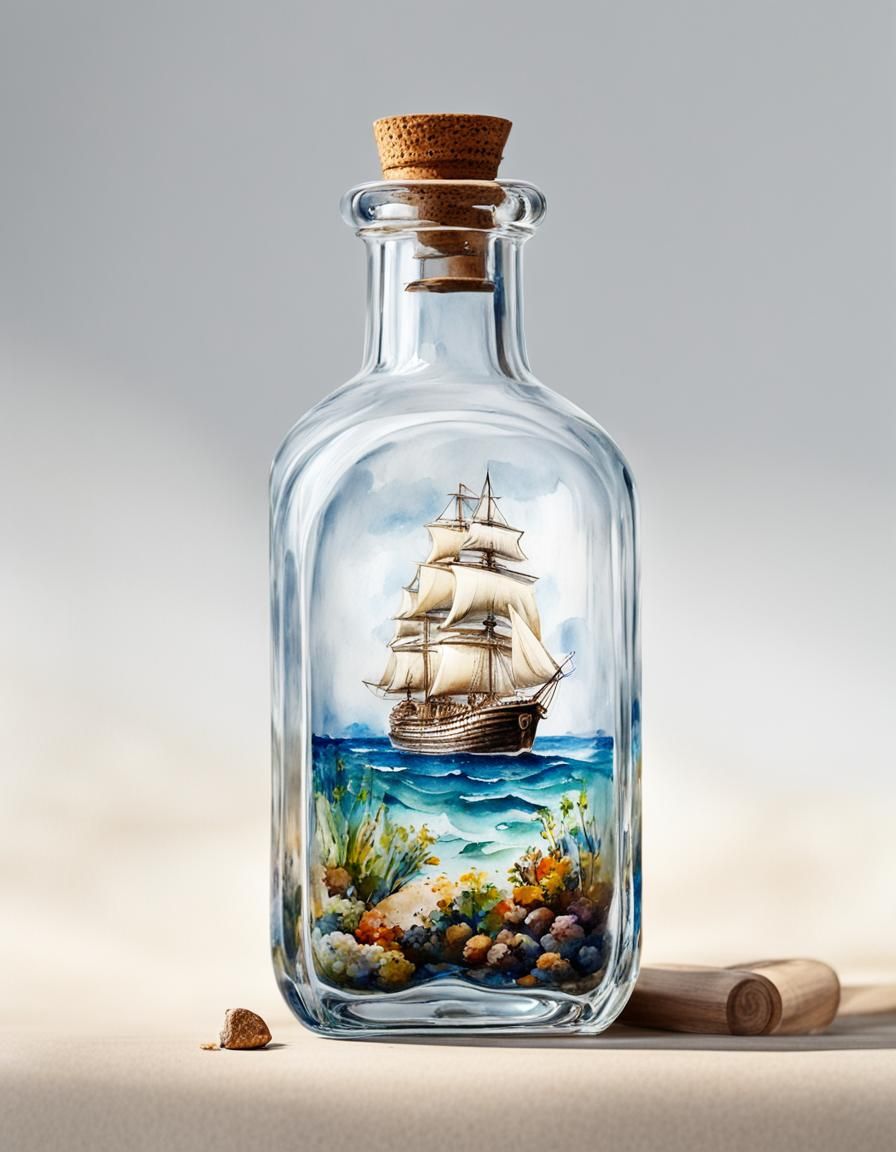 Ocean in a Bottle: Stylish Watercolor Art