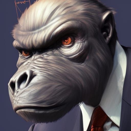 King Kong in Suit: Hyperdetailed Portrait