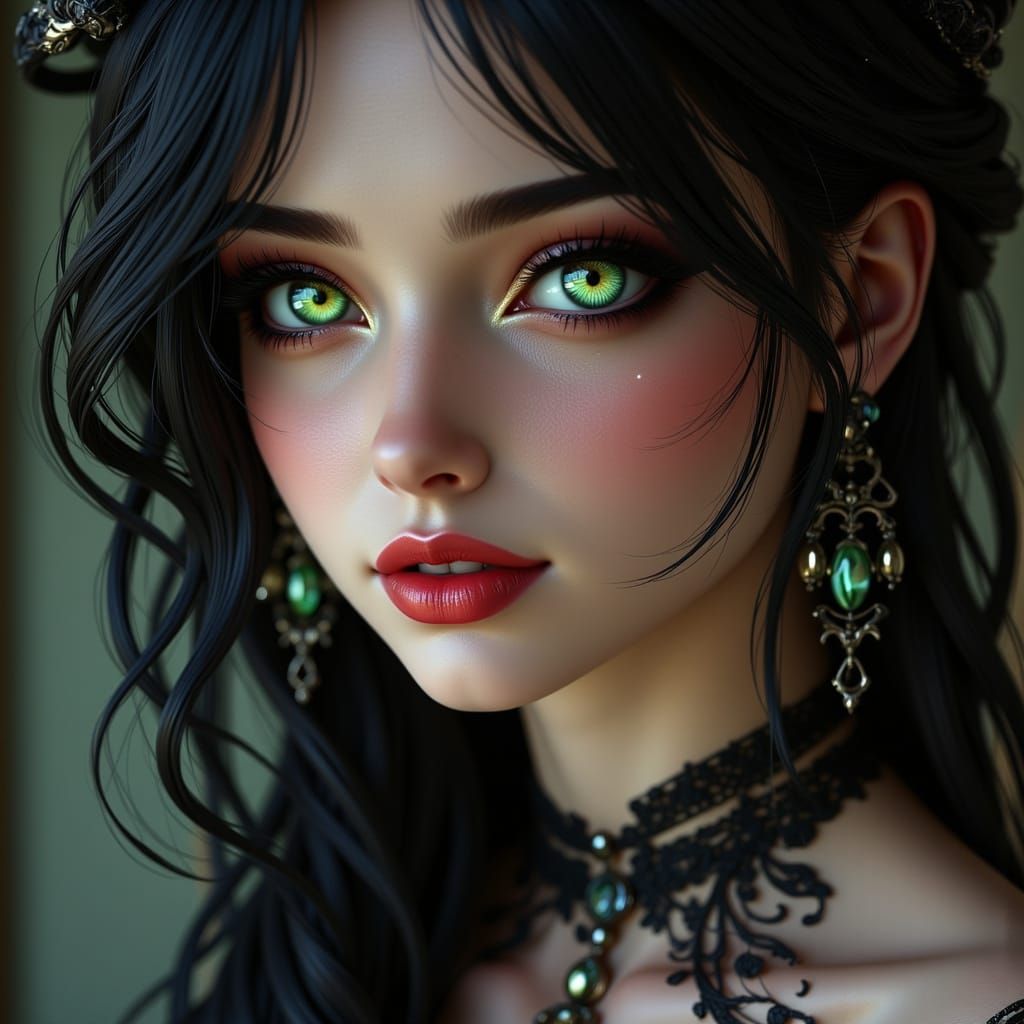 Ethereal Woman's Gothic Portrait in Soft Studio Light