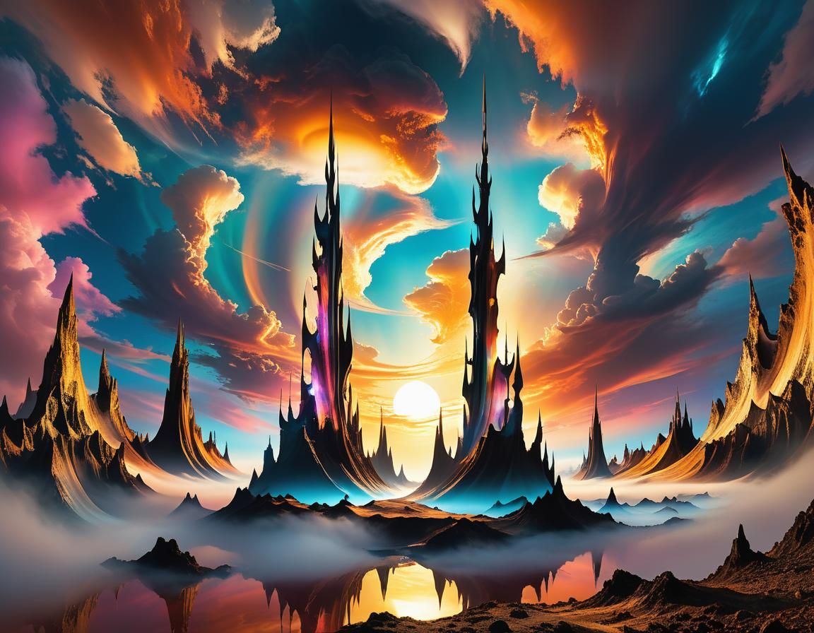 Alien World with Earth: A Surreal Digital Masterpiece