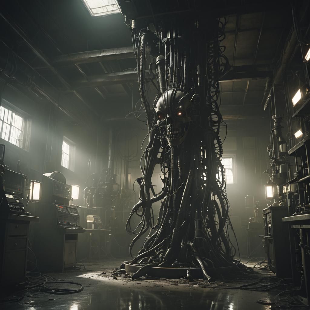 Dark Surrealism in Abandoned Futuristic Laboratory