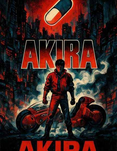 Akira Retro Movie Poster in Dystopian NeoTokyo