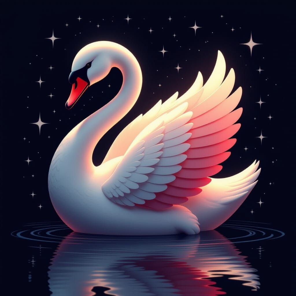 Bold Red Swan Heart in Vector Art Style