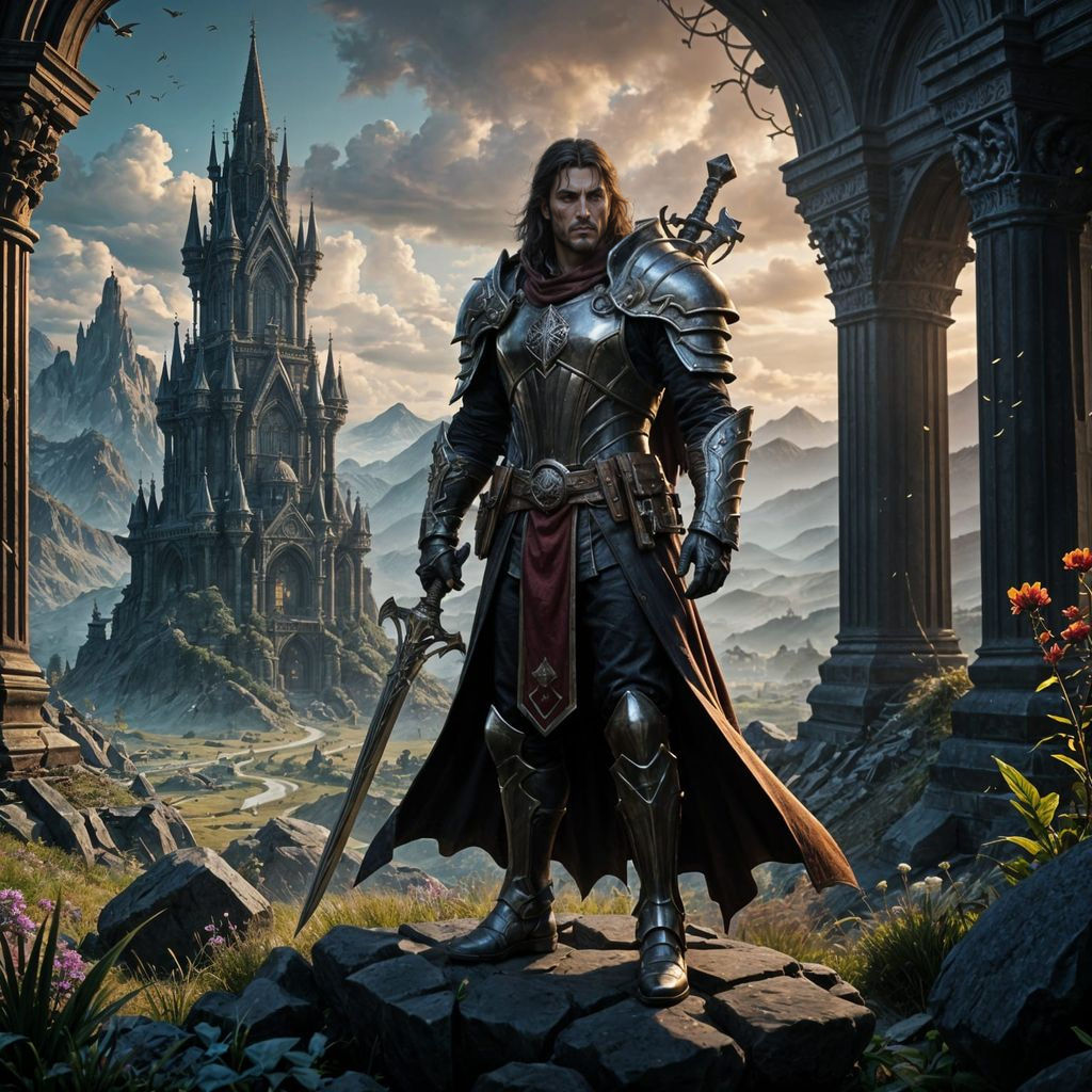 Epic Dark Fantasy Warlock in Vibrant Splendor