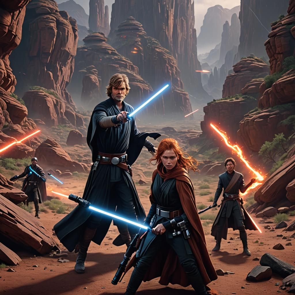 Luke Skywalker and Mara Jade Using the Force