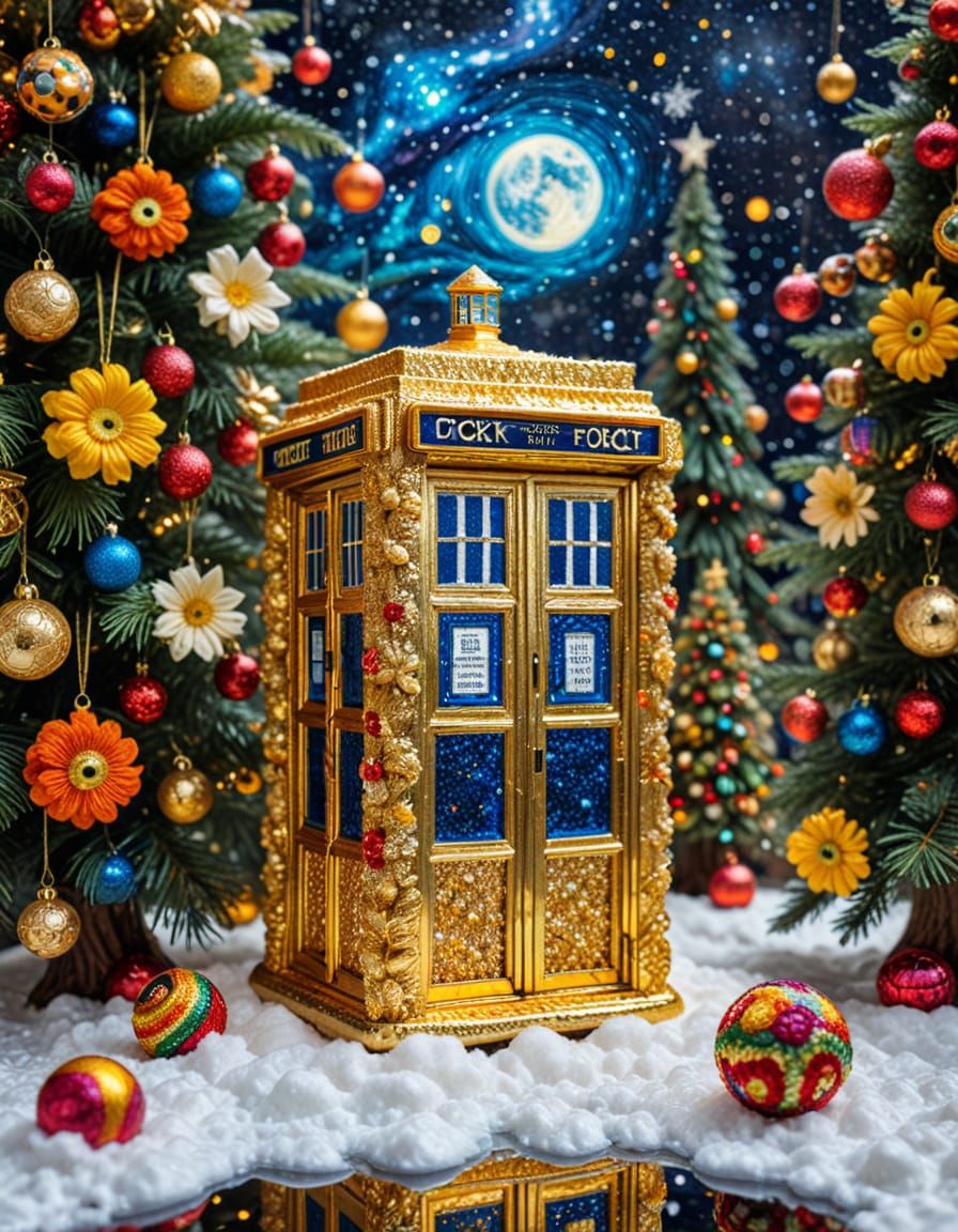 Klimt Crochet Tardis in Iridescent Rainforest