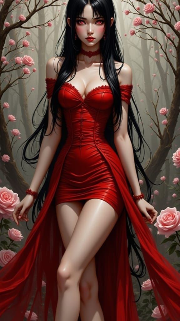 Dark Mystical Beauty in Cyberpunk Style