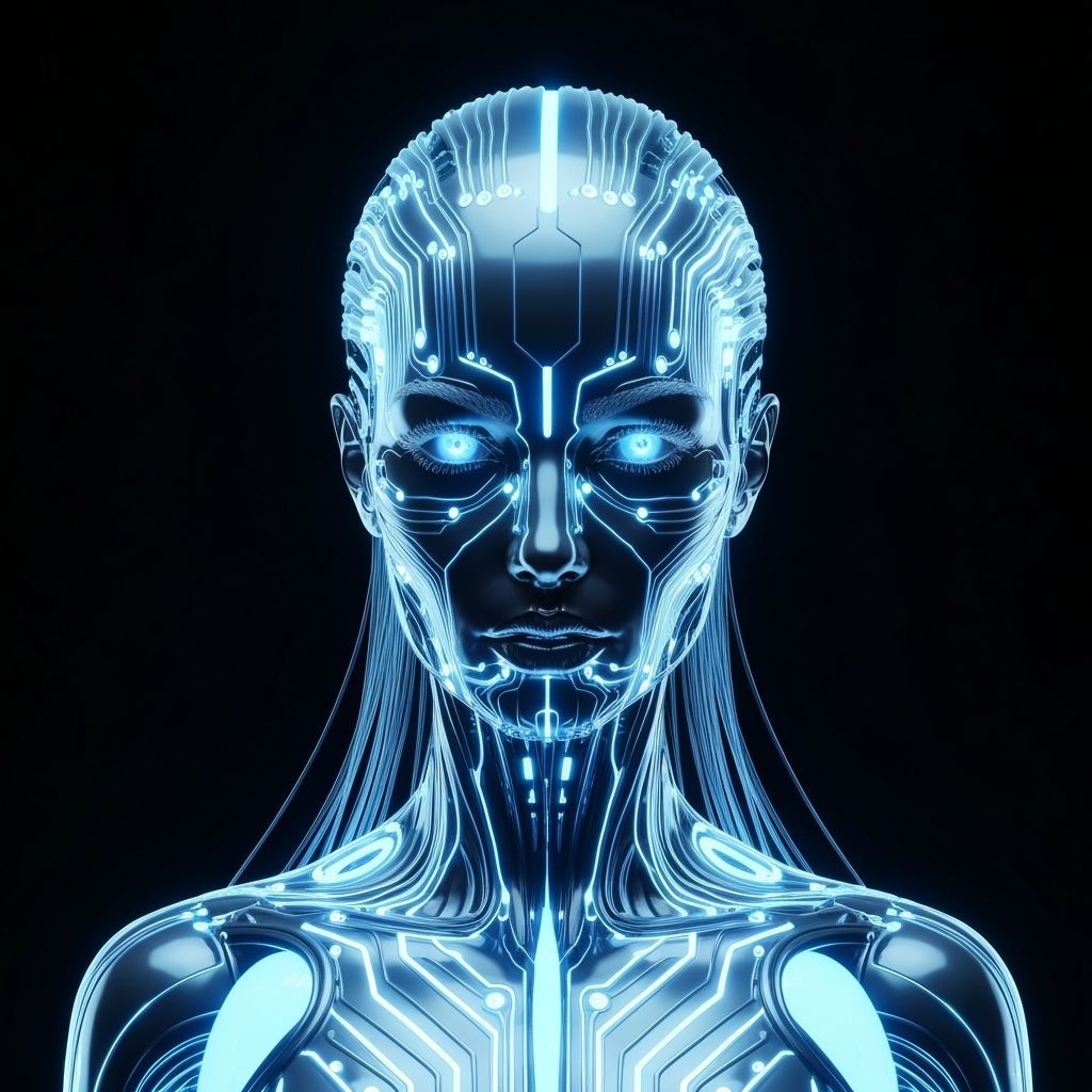 Ethereal Android with Bioluminescent Circuitry in Cyberpunk ...