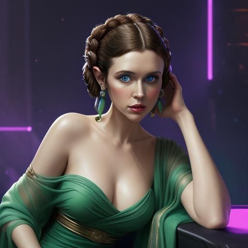 Princess Leia in Star Wars Spa, Hyperrealistic Concept Art