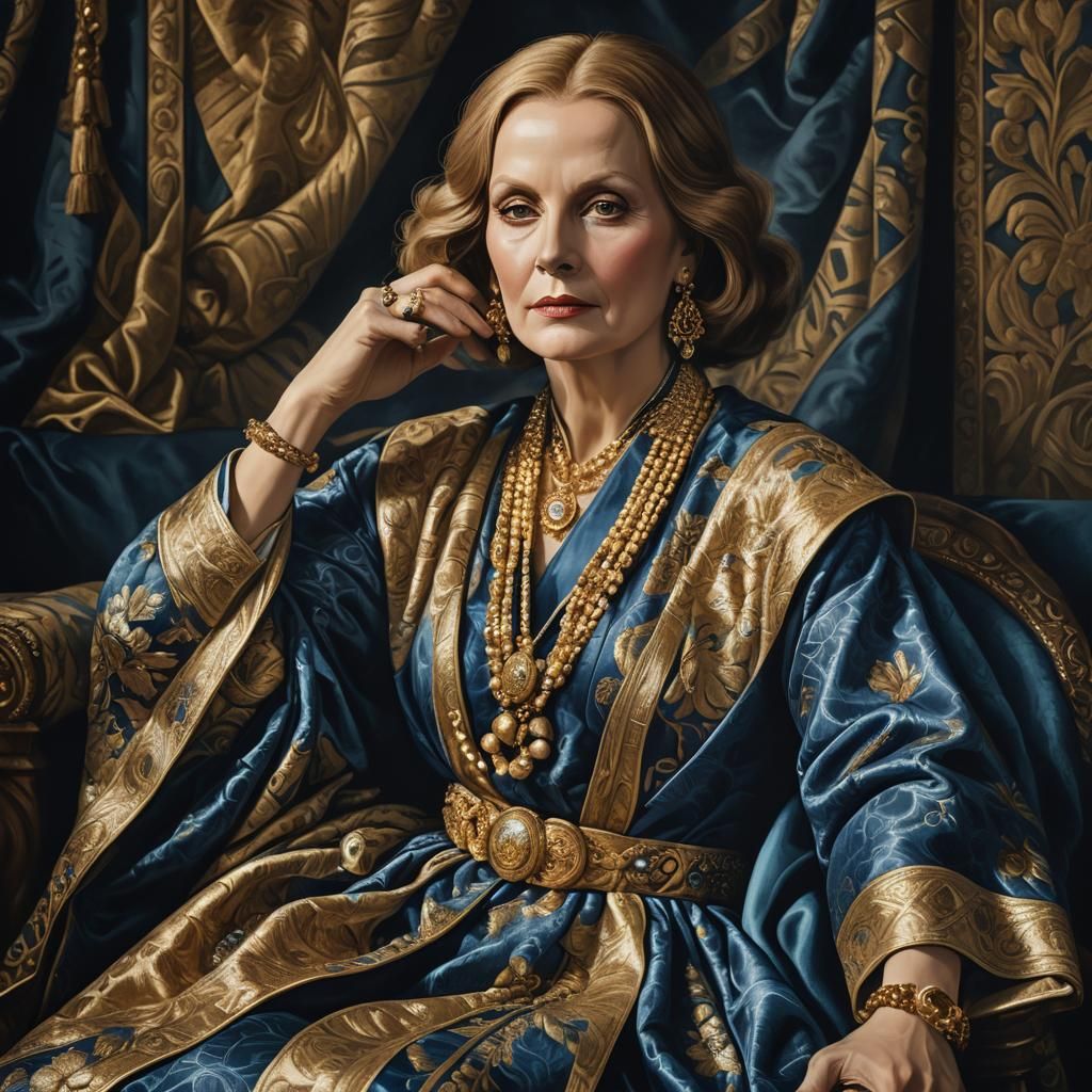 Baroque Portrait of Woman in Gold Jewelry