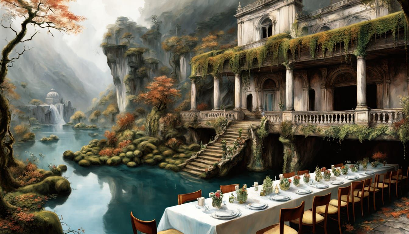 Tranquil Mountain Cafe in Ruined Temple