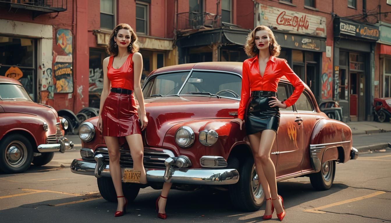 Confident Woman in Jeremy Mann Style, Red and Gold