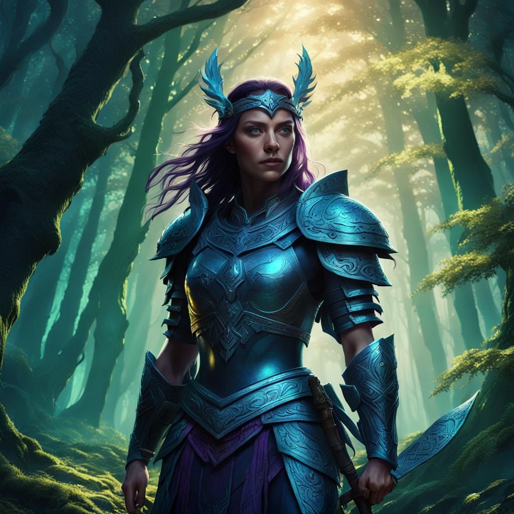 Mystical Forest Warrior Woman: Fantasy Concept Art