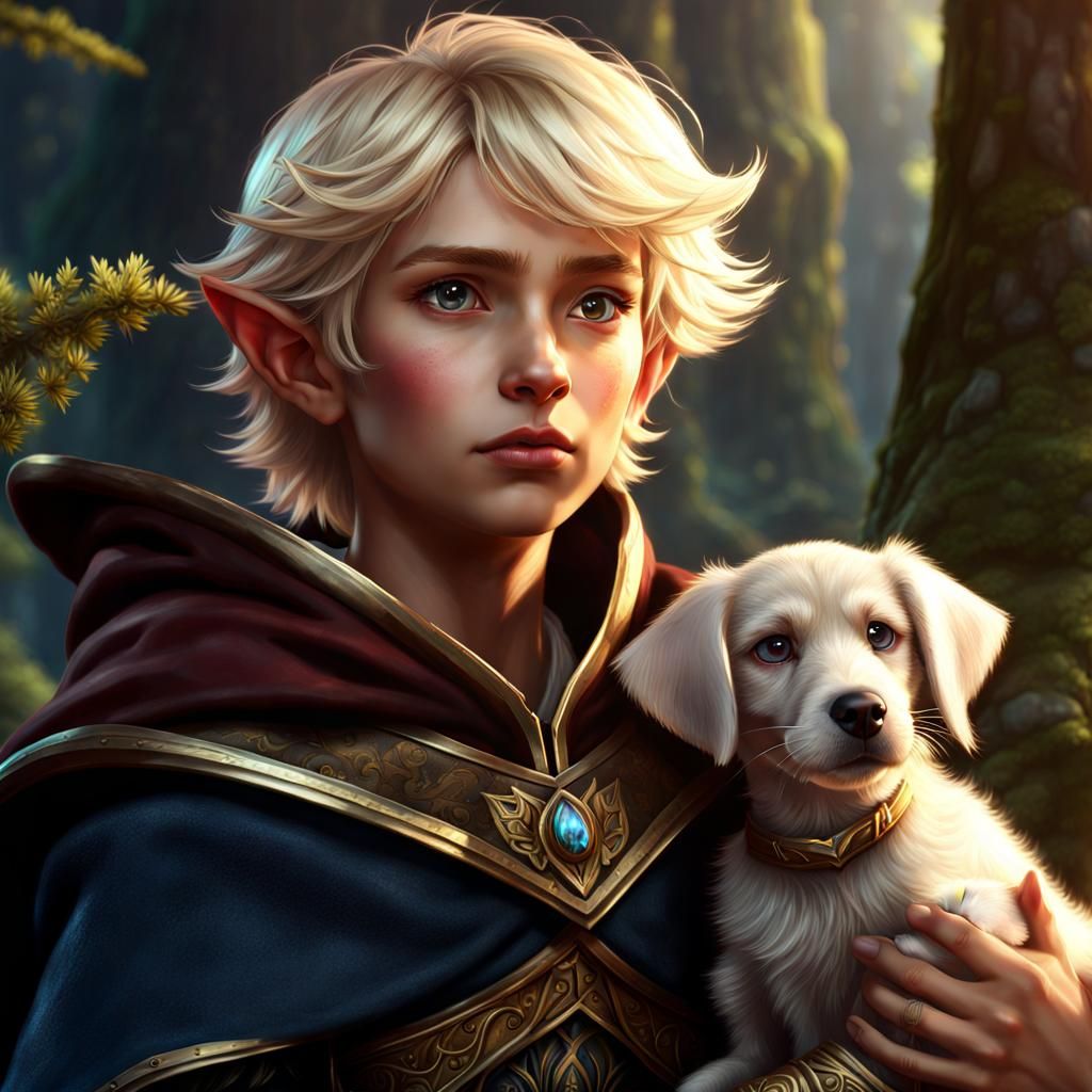 Young Elf with Oversized Cloak: Fantasy Art