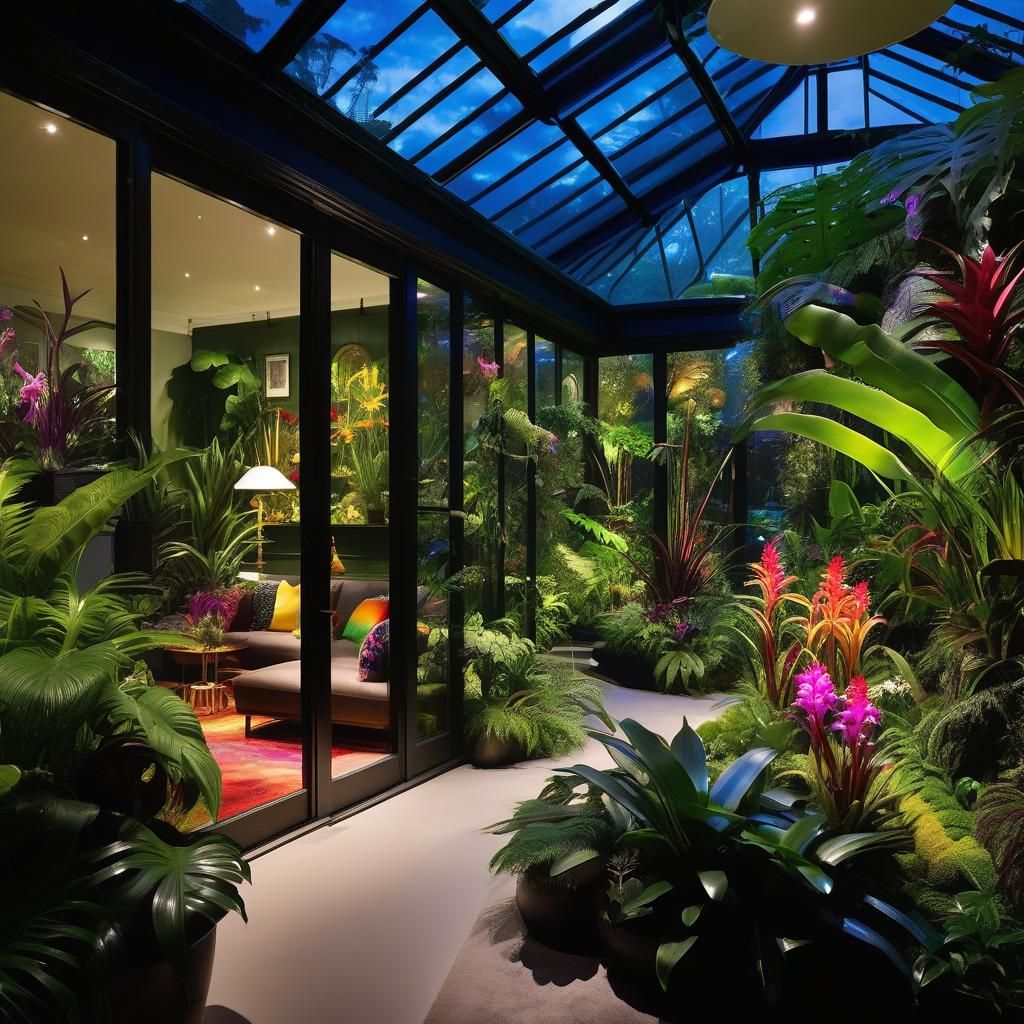 Cloud Forest Garden with Cats, Maximalist Fantasy Art