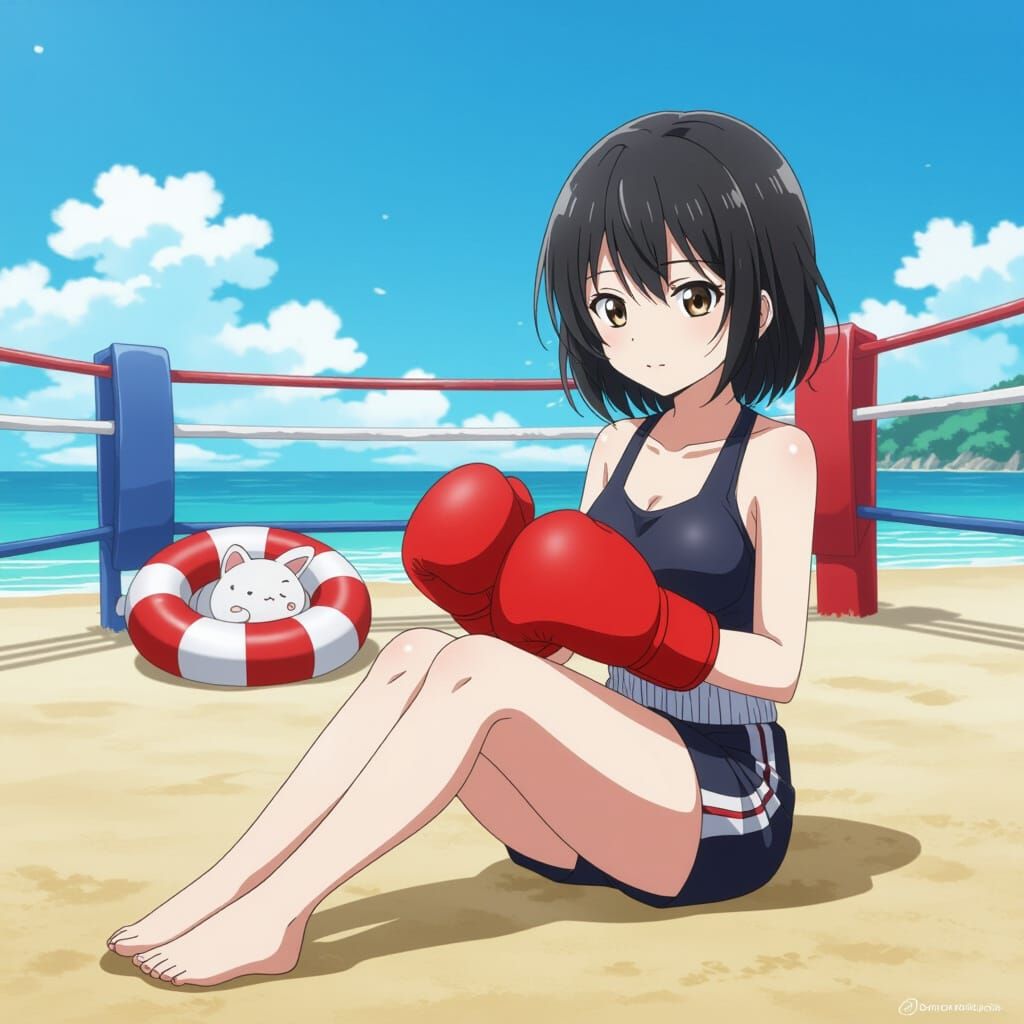 Anime Boxer on a Beach