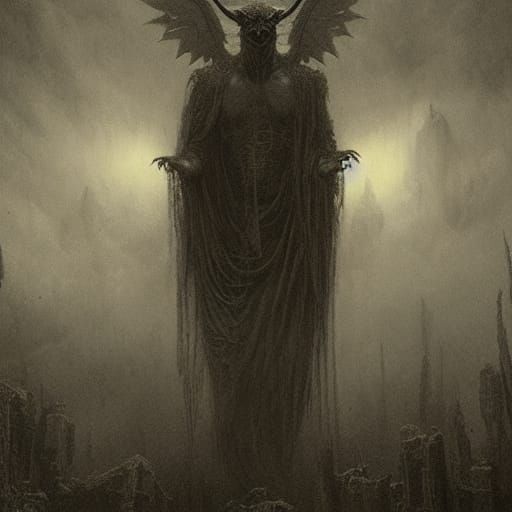 Mothman in Horror Style of Doré and Rutkowski