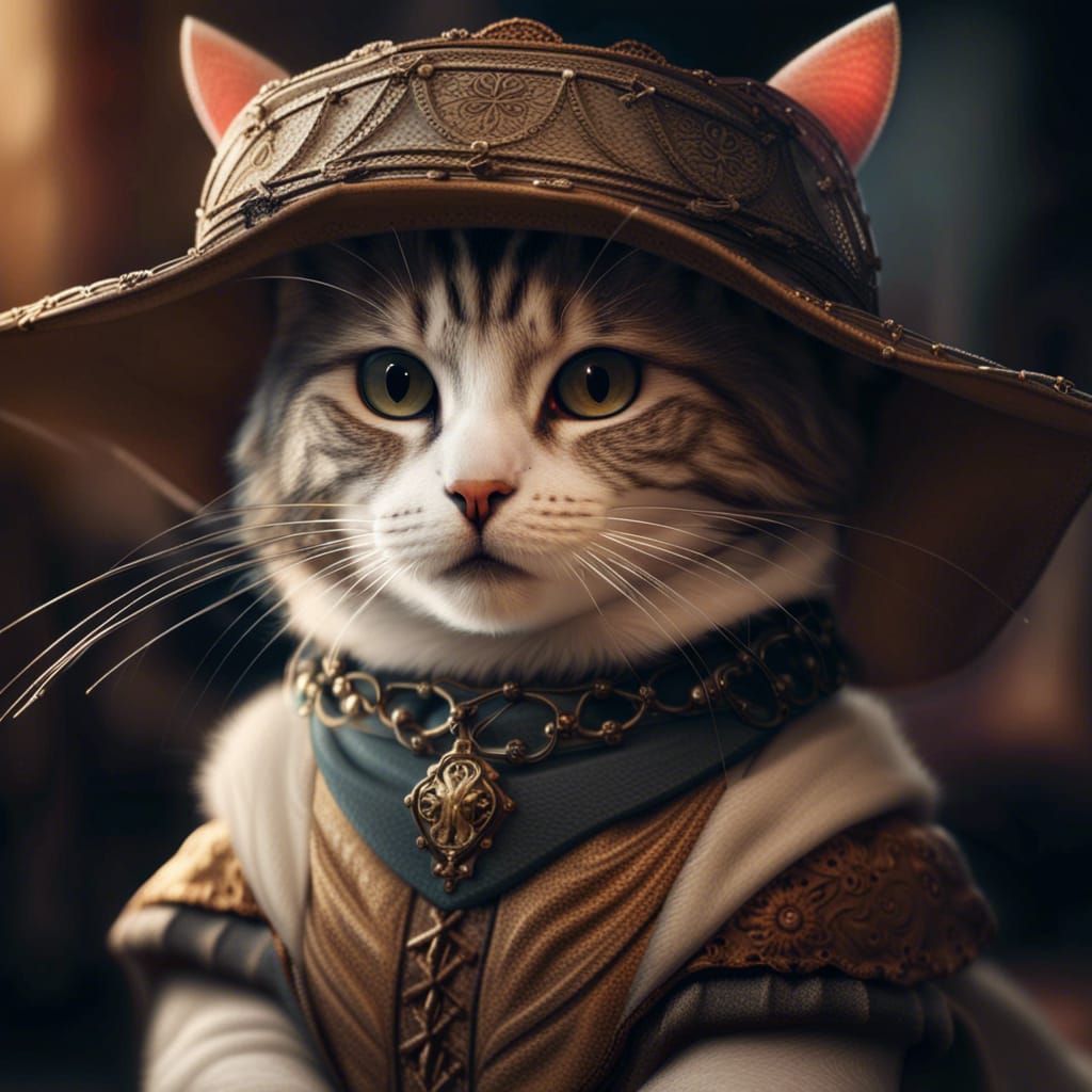 Medieval Cat in Detailed Digital Painting