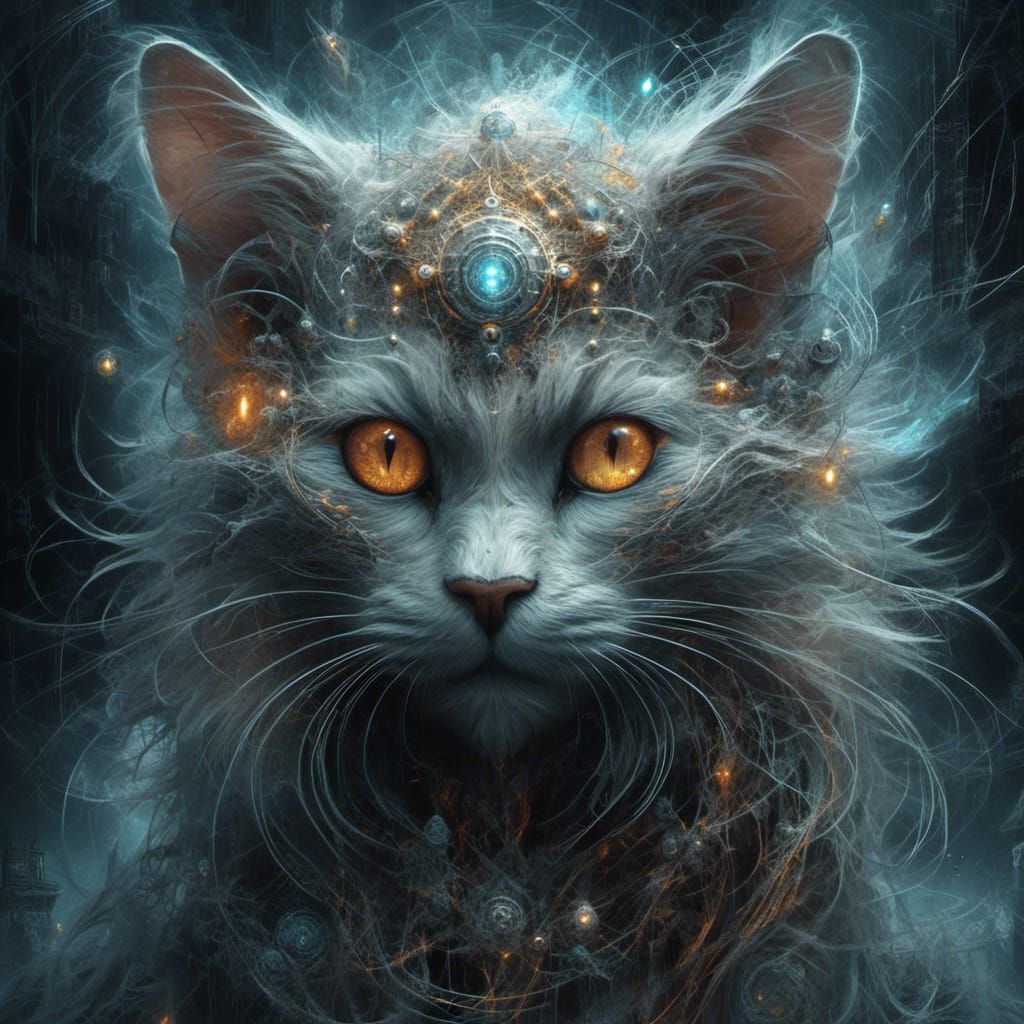 Hyperrealistic Portrait of a Ghost Cat