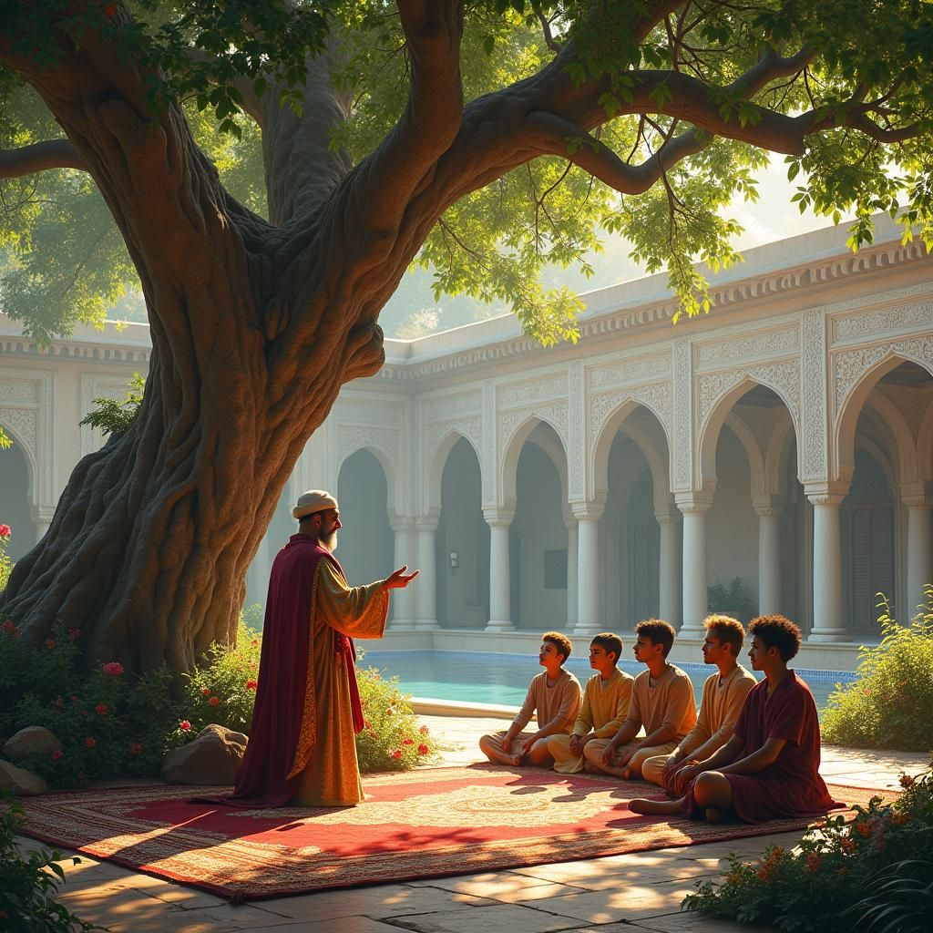 Ibn al-Arabi Teaching Students in a Garden